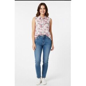 Mossimo Supply Top Shirt Sleeveless Button Up Floral Multicolor Size XXL Pocket